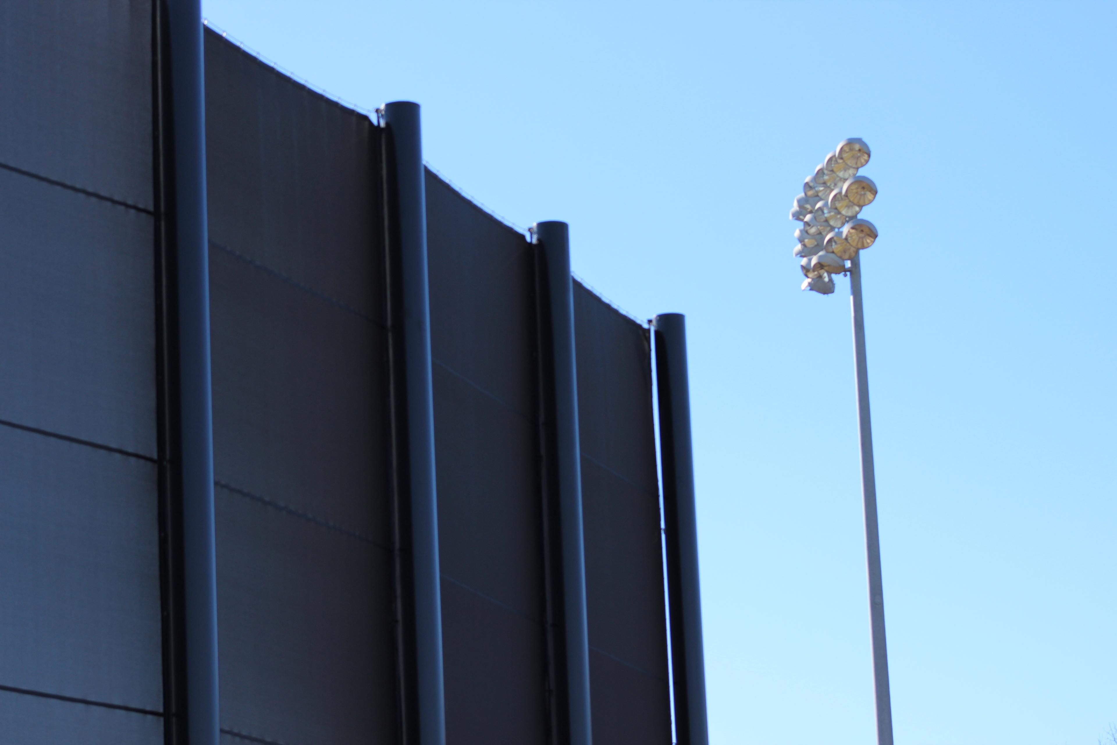 Batters eye installation detail 1 — custom baseball backdrop